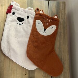 New Polar Bear and Fox Christmas Stockings, NWOT